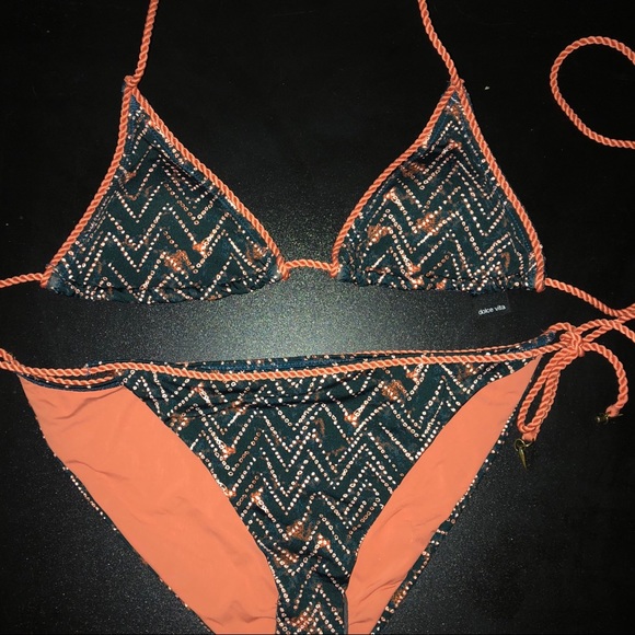 Dolce Vita Blue Braided Triangle tie Bikini - Picture 2 of 4
